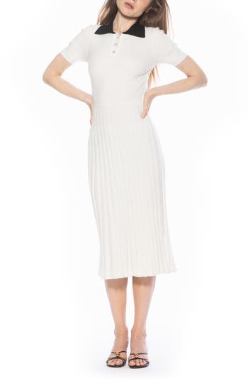 Alexia Admor Lanie Collared Knit Midi Dress In White