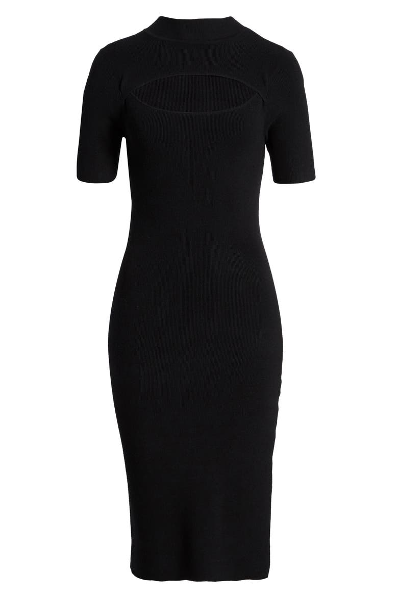 Cutout Front Mock Neck Sweater Dress, Alternate, color, BLACK