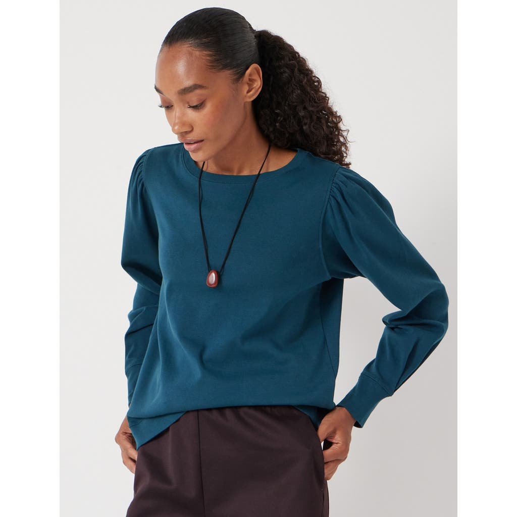 Hush Emily Puff Sleeve Cotton Jersey Top In Blue
