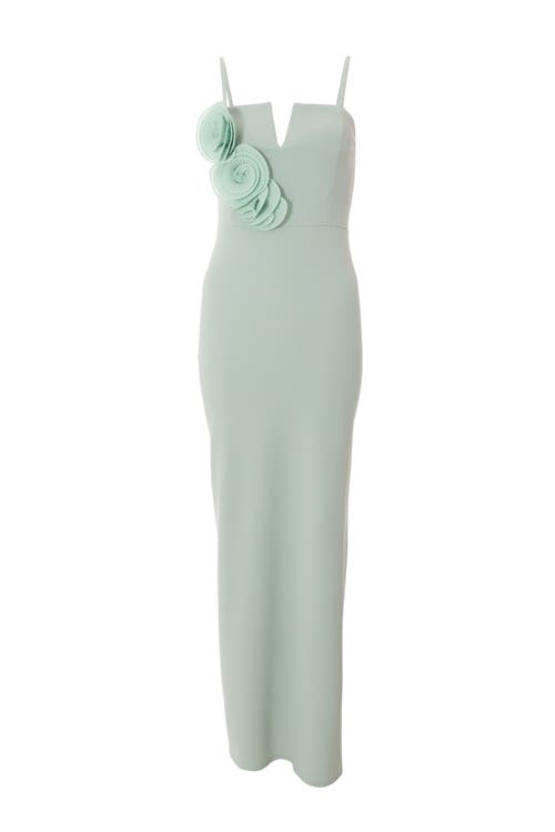 Quiz Scuba Crepe Maxi Dress With 3d Applique Detail In Sage