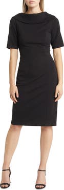adrianna papell v-back foldover collar short sleeve sheath dress Adrianna Papell Women's Folded-Neck V-Back Sheath Dress