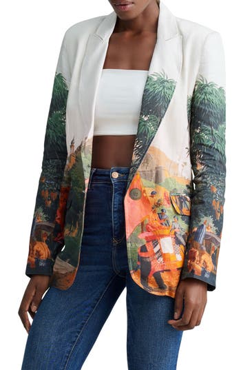 Holichic Misha Linen & Cotton Blazer In White