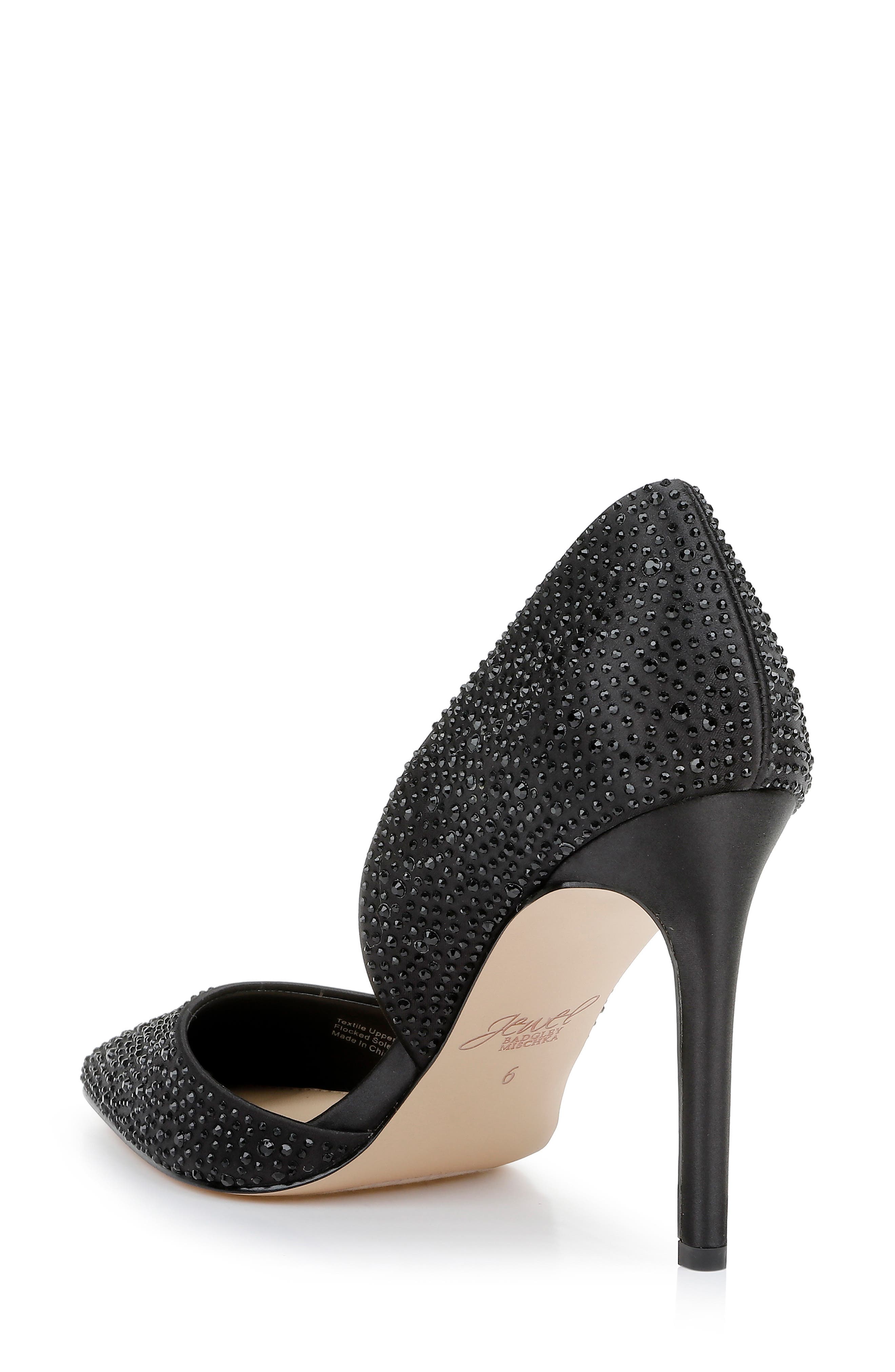 Jewel Badgley Mischka Justise Embellished Satin d'Orsay Pump, Alternate, color, 