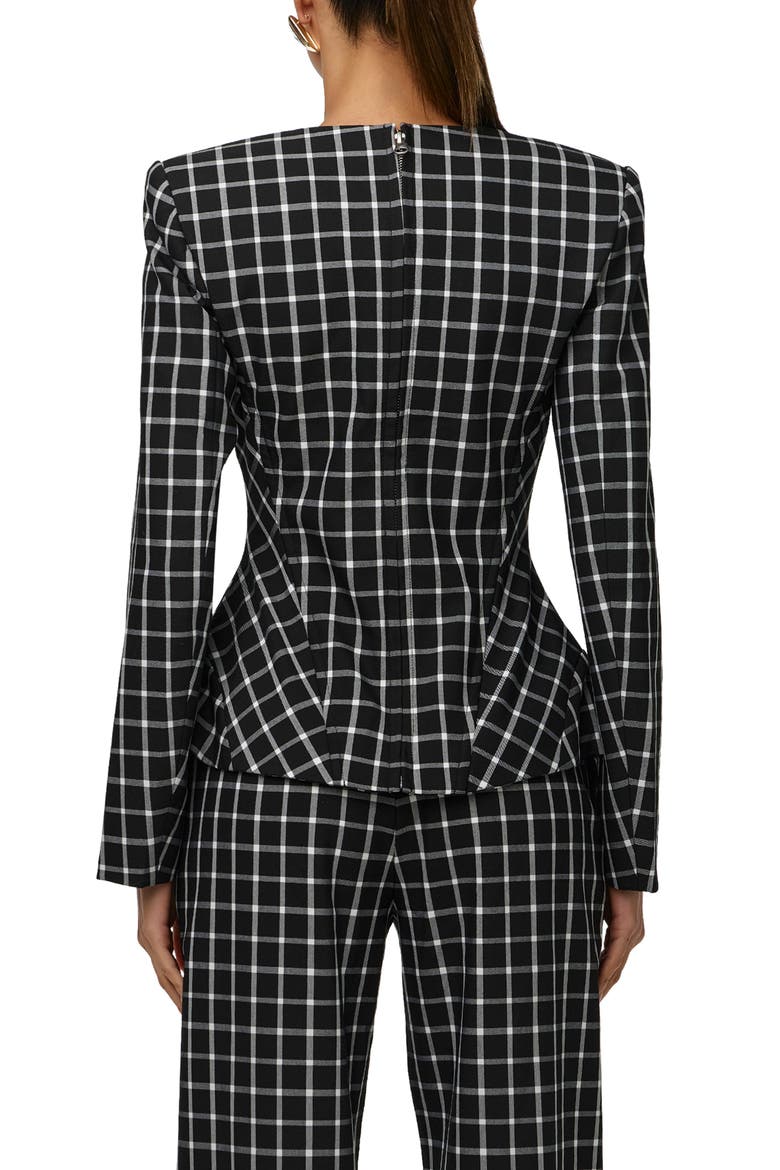 Check Suiting Blazer with Satin Bows, Alternate, color, NOIR PLAID