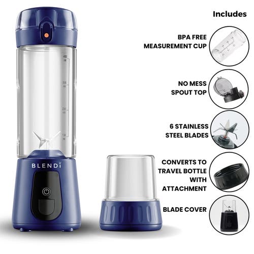 Blendi Pro Plus Premium Cordless Portable 17.5oz Rechargeable Blender In Navy