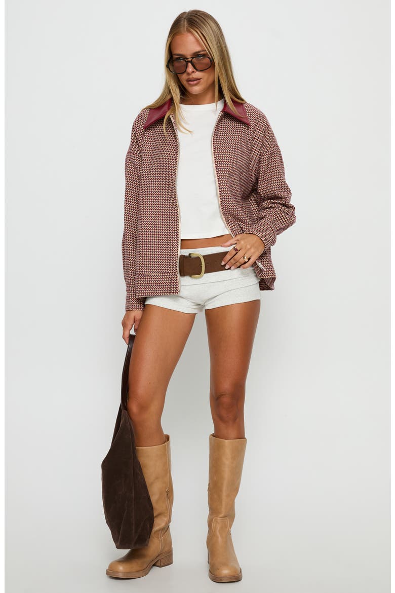 End of the Day Collared Bomber Jacket, Alternate, color, RED MULTI