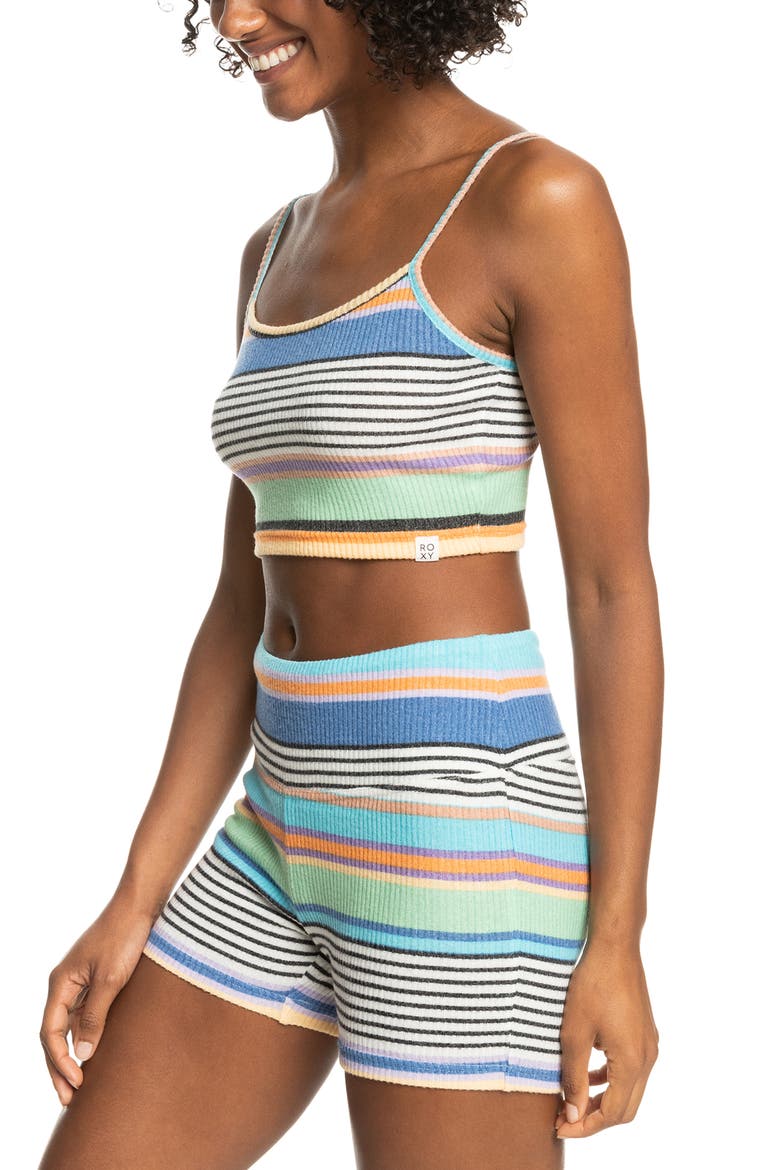 Best Time of Day Stripe Rib Crop Tank, Main, color, ANTHRACITE GOOD VIBRATIONS