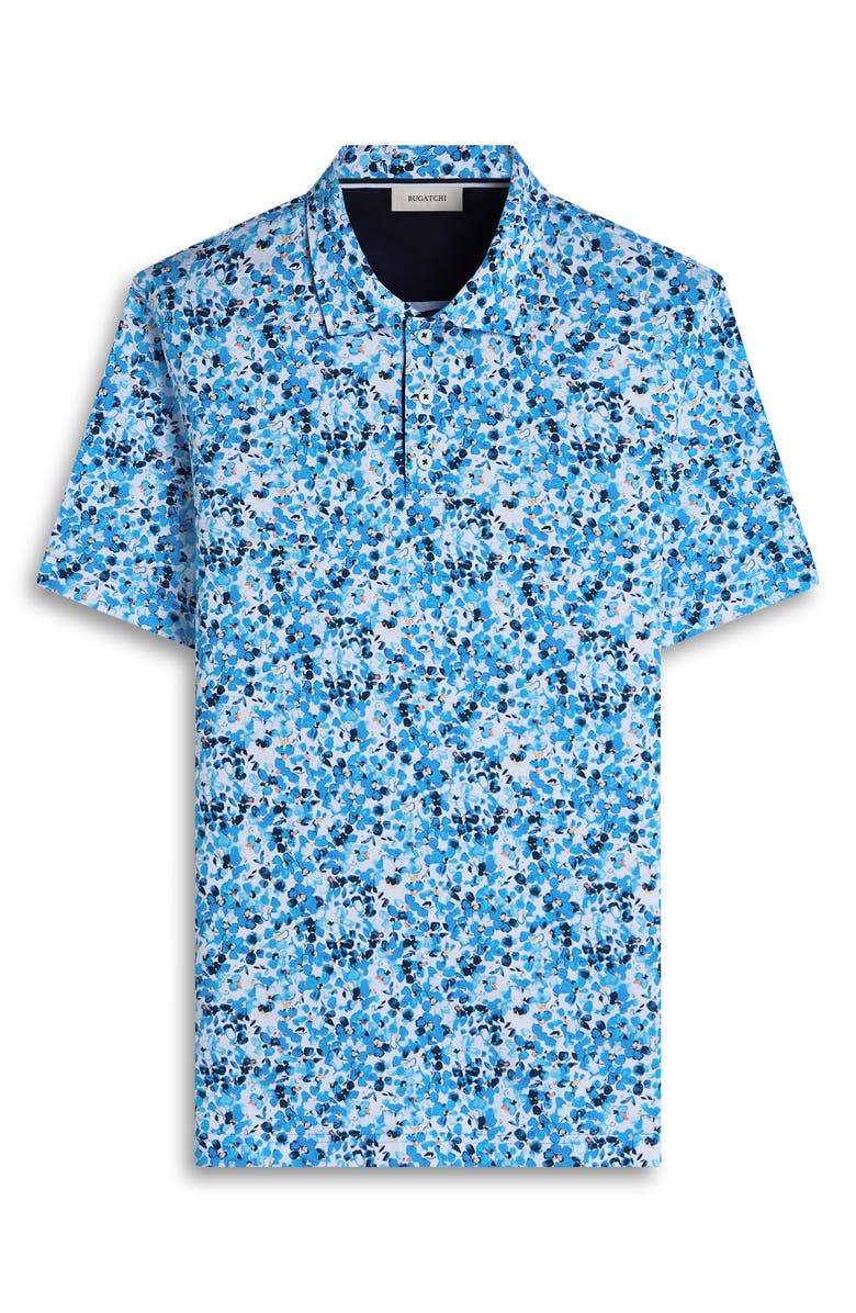 Bugatchi Hendrix Digital Painted Floral Print Pima Cotton Polo, Alternate, color, Classic Blue