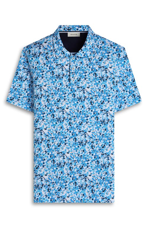 Bugatchi Hendrix Digital Painted Floral Print Pima Cotton Polo In Blue