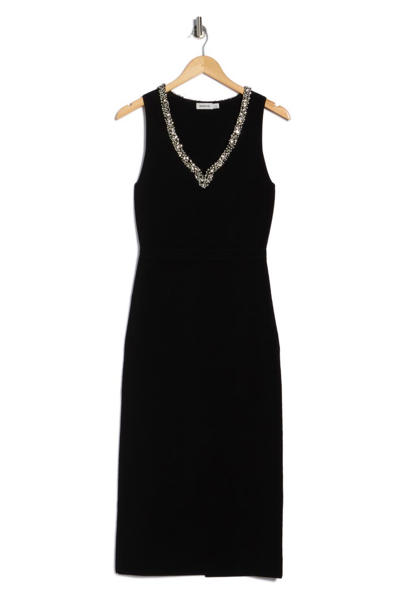 Khari Sleeveless Midi Dress, Alternate, color, BLACK
