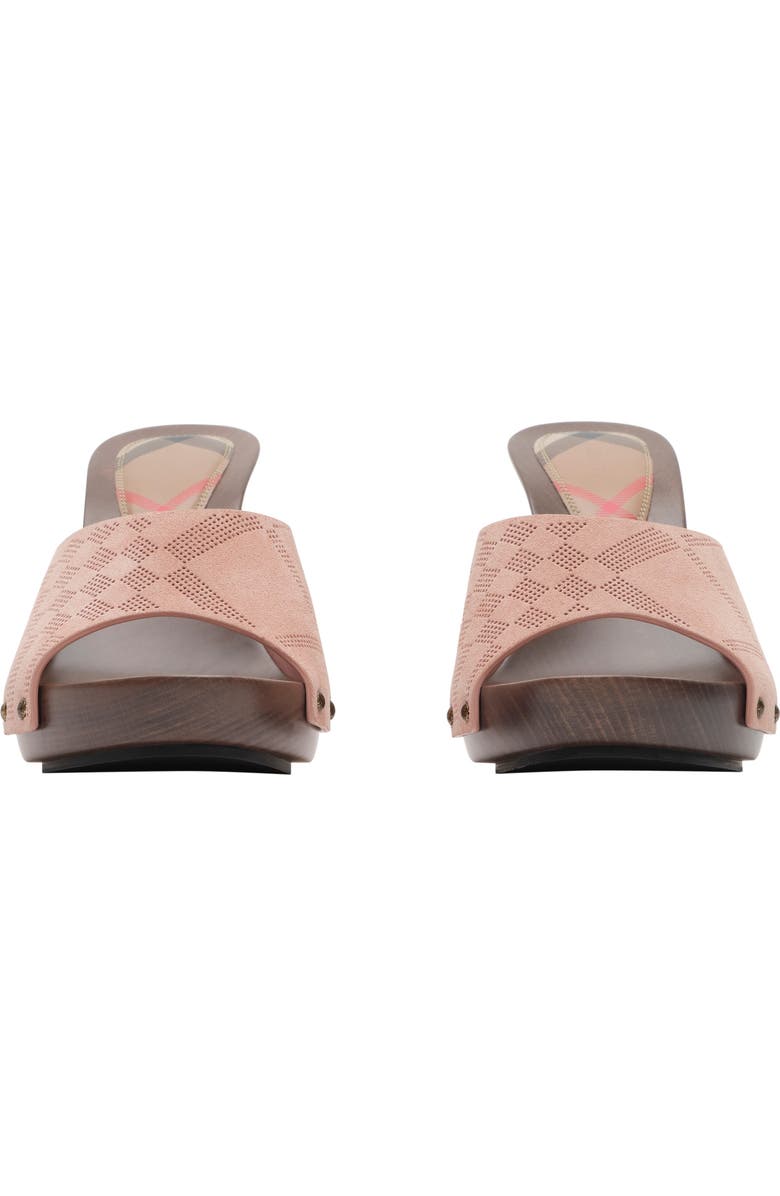Burberry Check Suede Potter Mules, Alternate, color, Peony Pink