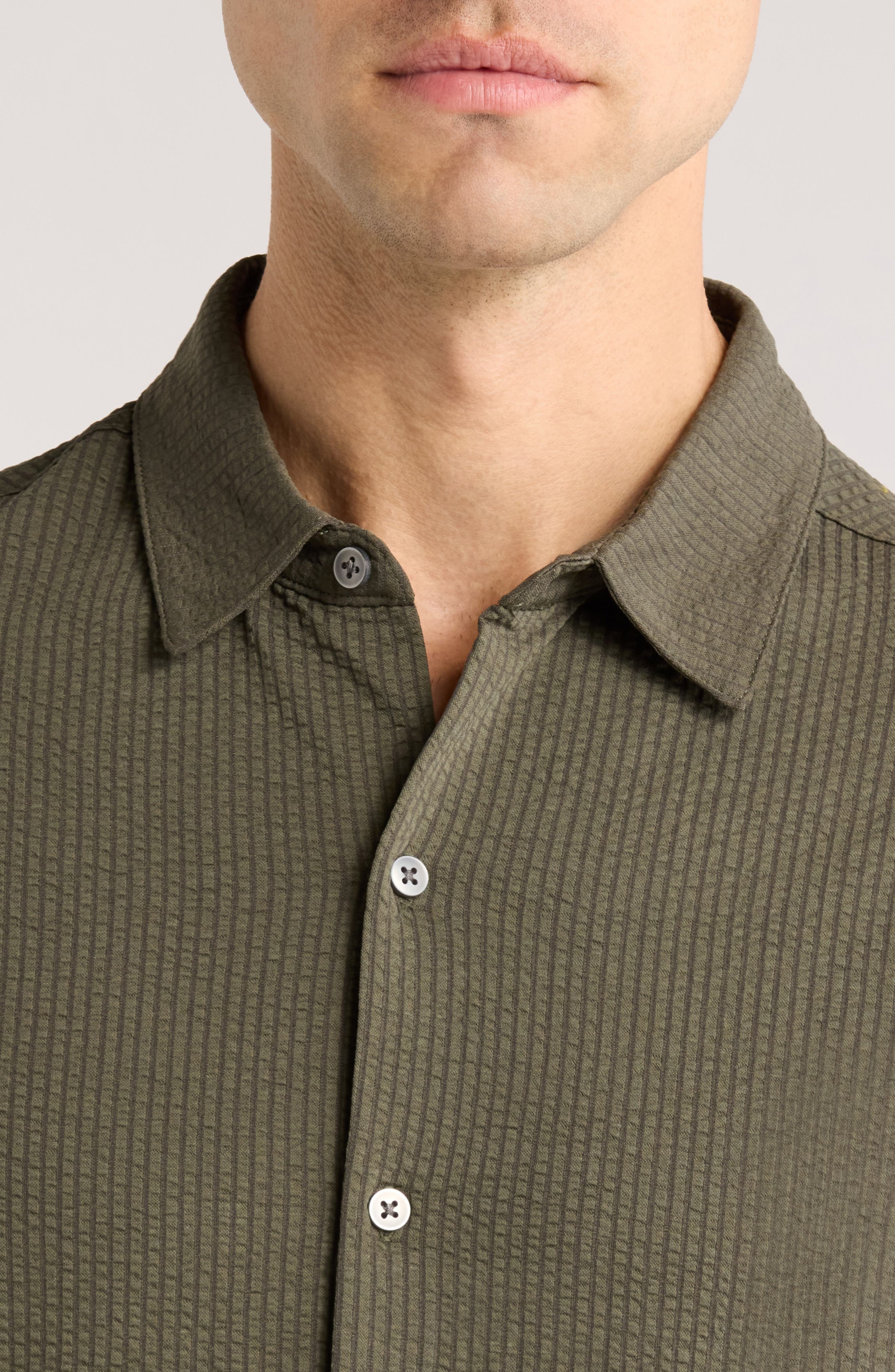 Manny Short Sleeve Knit Button-Up Shirt - image 2