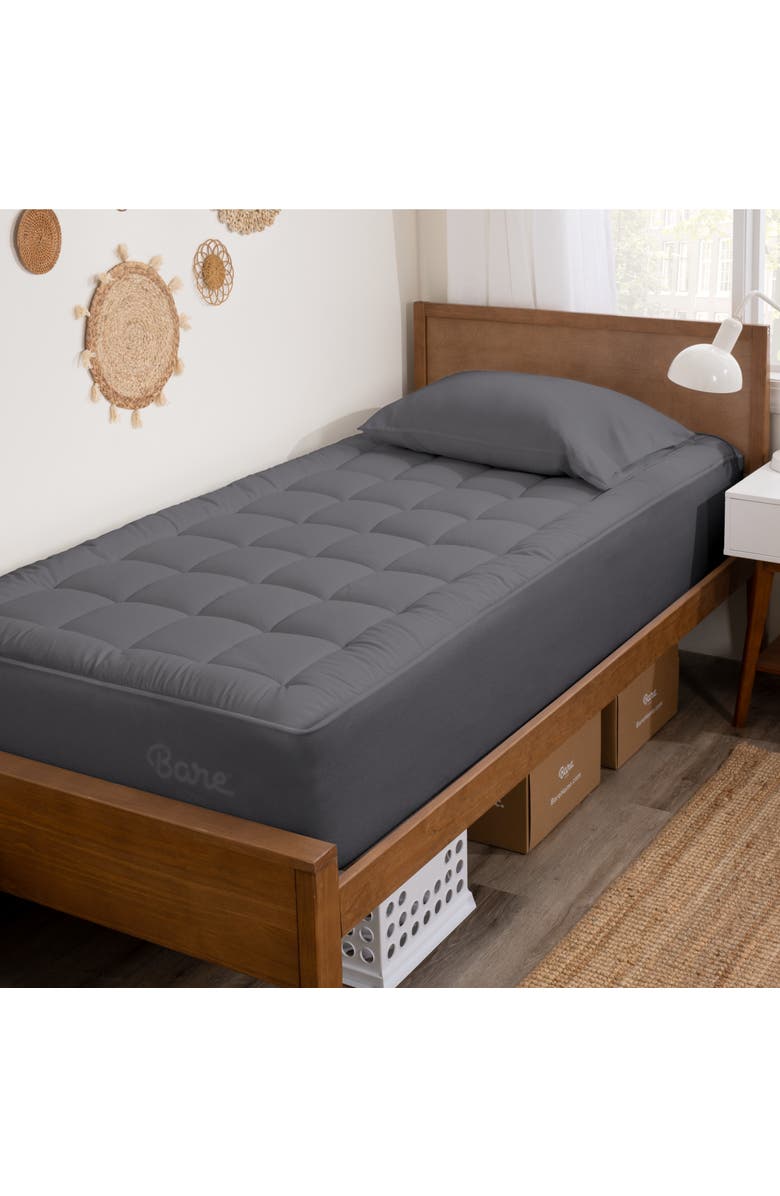 Bare Home Cotton Top Mattress Pad, Alternate, color, Grey