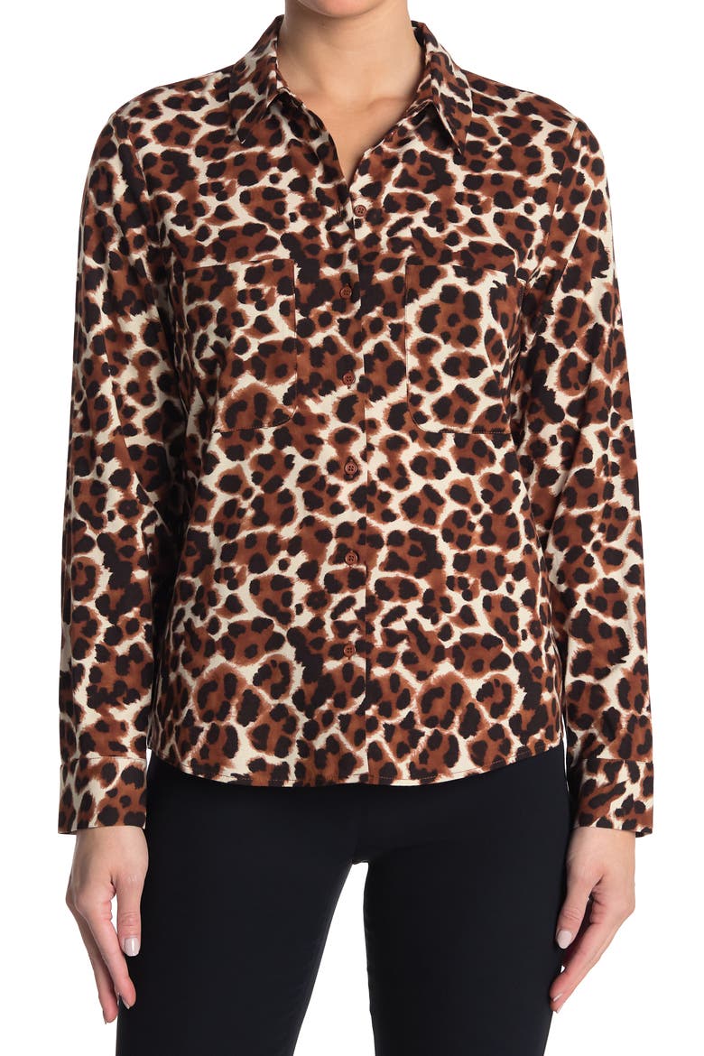 SAMSOE AND SAMSOE Milly Patterned Button Down Blouse, Main, color, CHUI