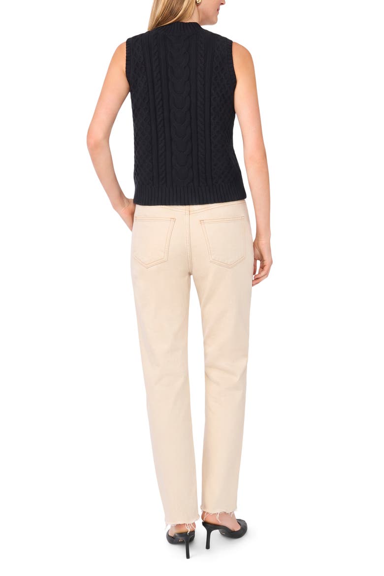 Cable Mock Neck Sweater Vest, Alternate, color, RICH BLACK
