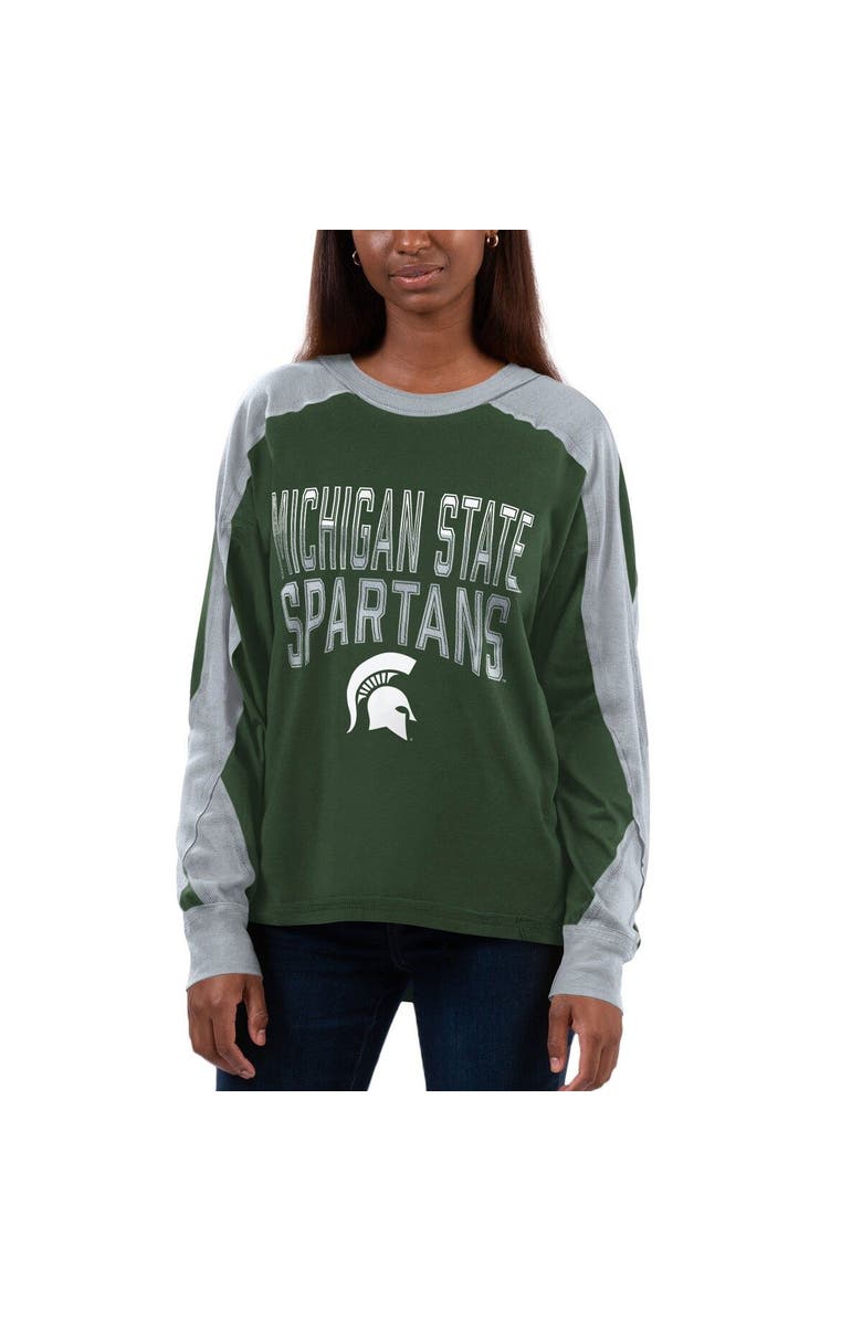 G-III 4HER BY CARL BANKS Women's G-III 4Her by Carl Banks Green/Gray Michigan State Spartans Smash Oversized Long Sleeve T-Shirt, Main, color, 