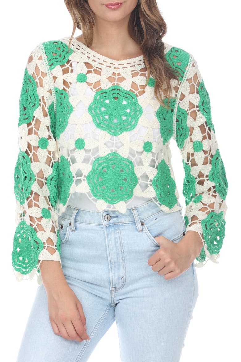 Cutout Openwork Sweater, Main, color, GREEN