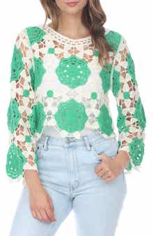 RAIN AND ROSE Cutout Openwork Sweater