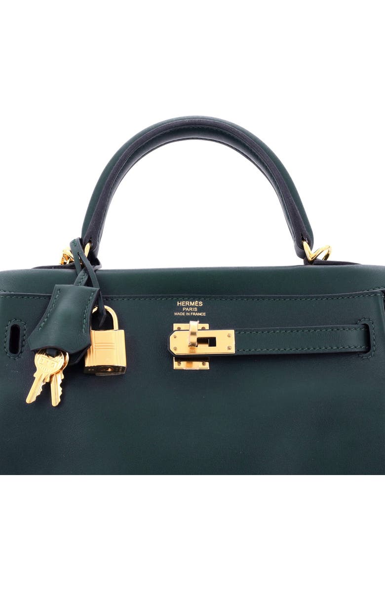 Pre-Owned Hermes Kelly Handbag Green Swift with Gold Hardware 25, Alternate, color,