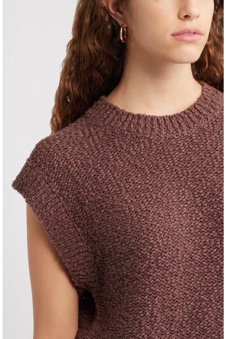 Slub Cotton Cap Sleeve Sweater, Alternate, color, BROWN MALICACIA