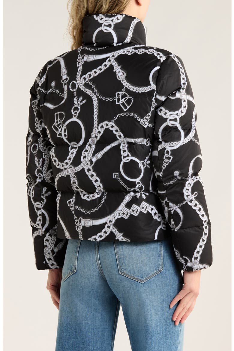 Stowe Chain Print Puffer, Alternate, color, BLACK/ WHITE BUCKLE CHAIN