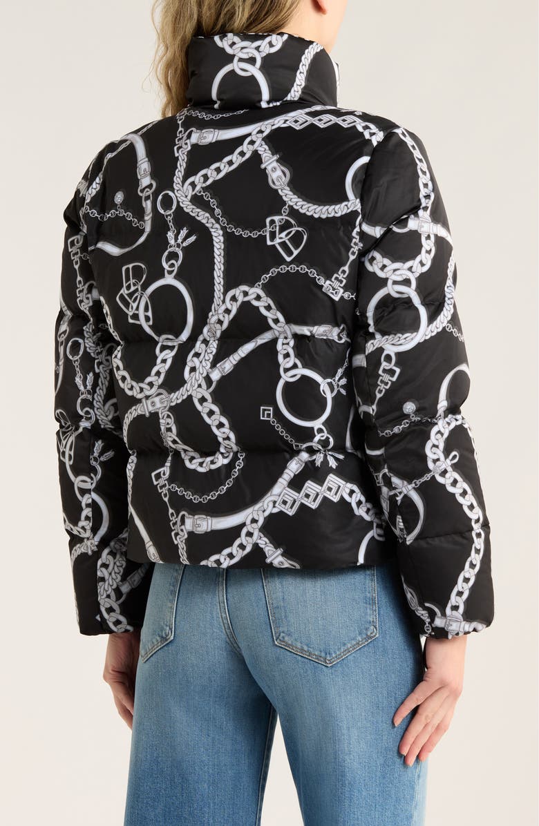 L'AGENCE Stowe Chain Print Puffer, Alternate, color, Black/ White Buckle Chain