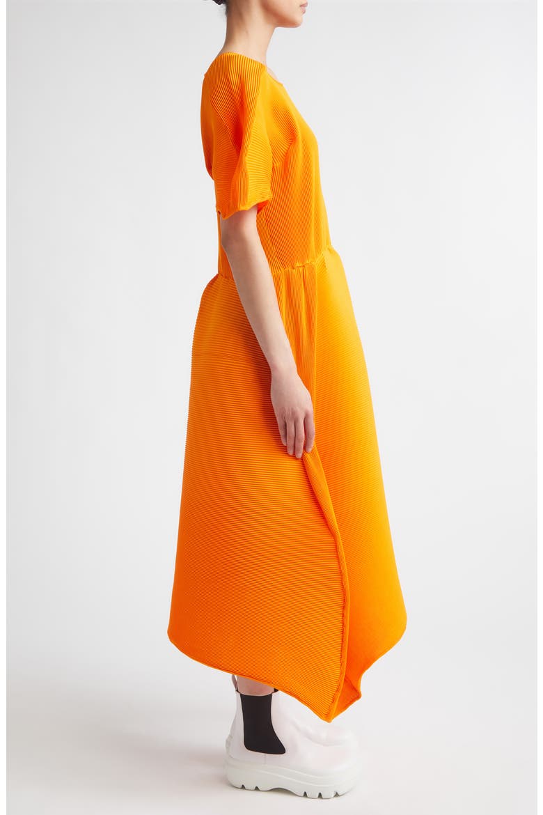 Flowy Ripple Plissé Dress, Alternate, color, ORANGE