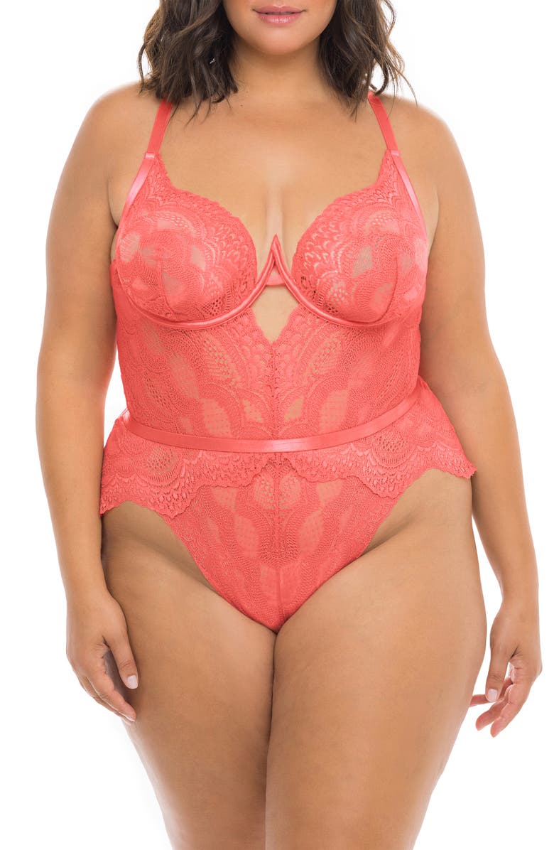 Oh La La Cheri Aura Lace Underwire Teddy, Main, color, 