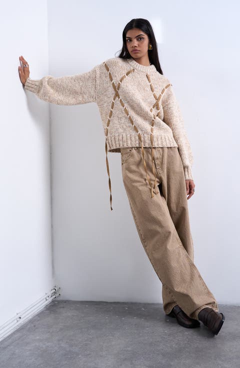 Marled Cord Argyle Sweater