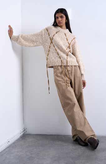 Topshop Marled Cord Argyle Sweater