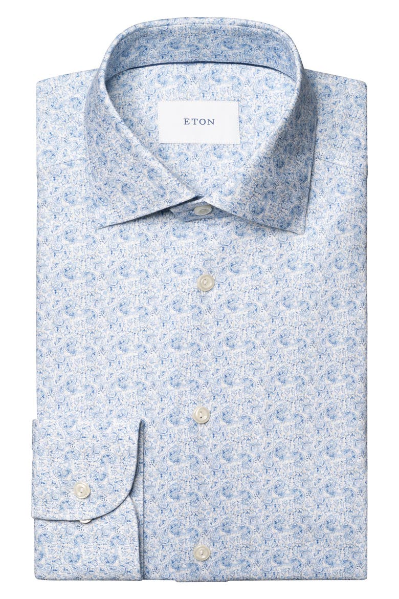 Contemporary Fit Geometric Print Cotton Dress Shirt, Alternate, color, BLUE