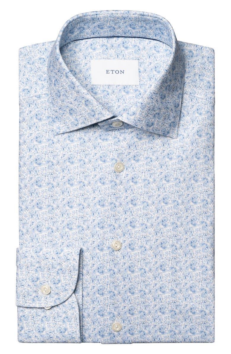 Eton Contemporary Fit Geometric Print Cotton Dress Shirt, Alternate, color, Blue