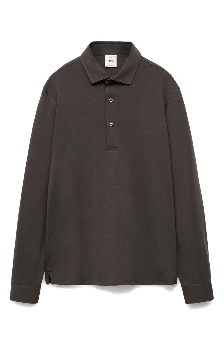 MANGO Slim Fit Long Sleeve Wool Blend Polo, Main, color,