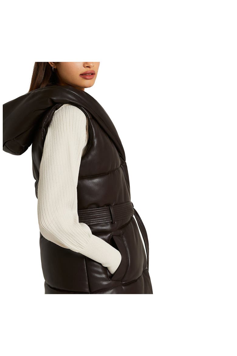 Sleeveless Puffer Gilet Vest, Alternate, color, BROWNDARK