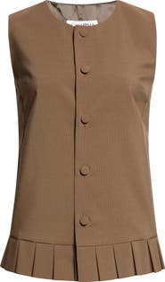 MM6 Maison Margiela Sleeveless Pleat Hem Button-Up Shirt