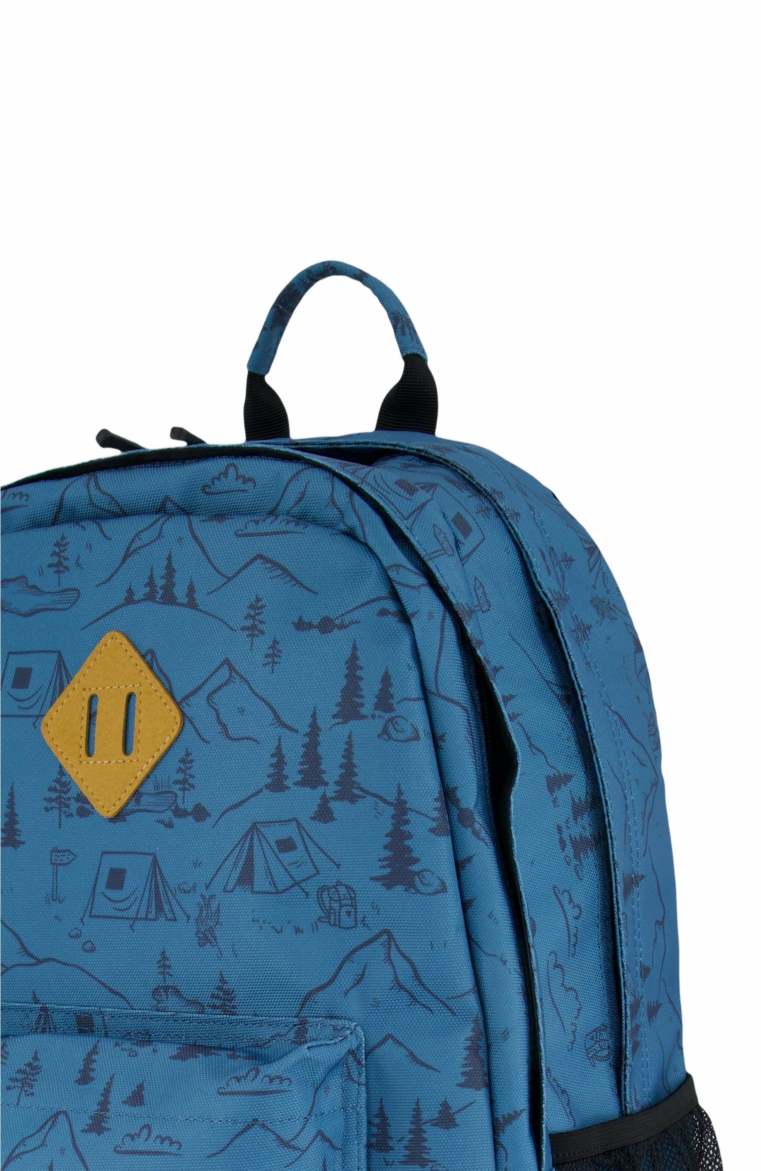 Deux par Deux Boy's Backpack Blue Camping Print, Alternate, color, 