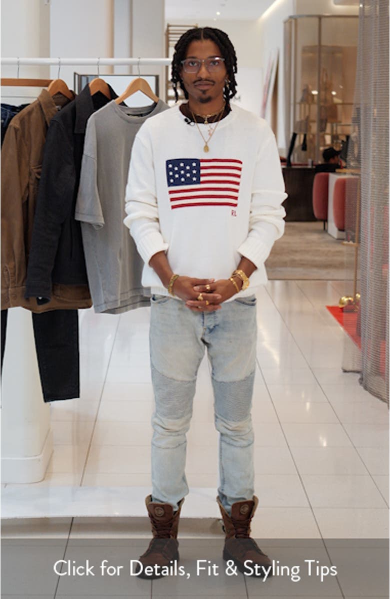 Intarsia Flag Cotton Crewneck Sweater, sales video thumbnail