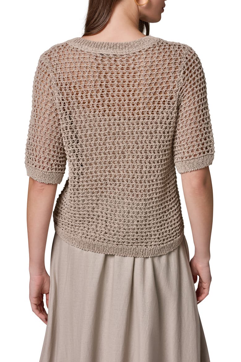 Open Knit Crewneck Sweater, Alternate, color, SANDSTONE
