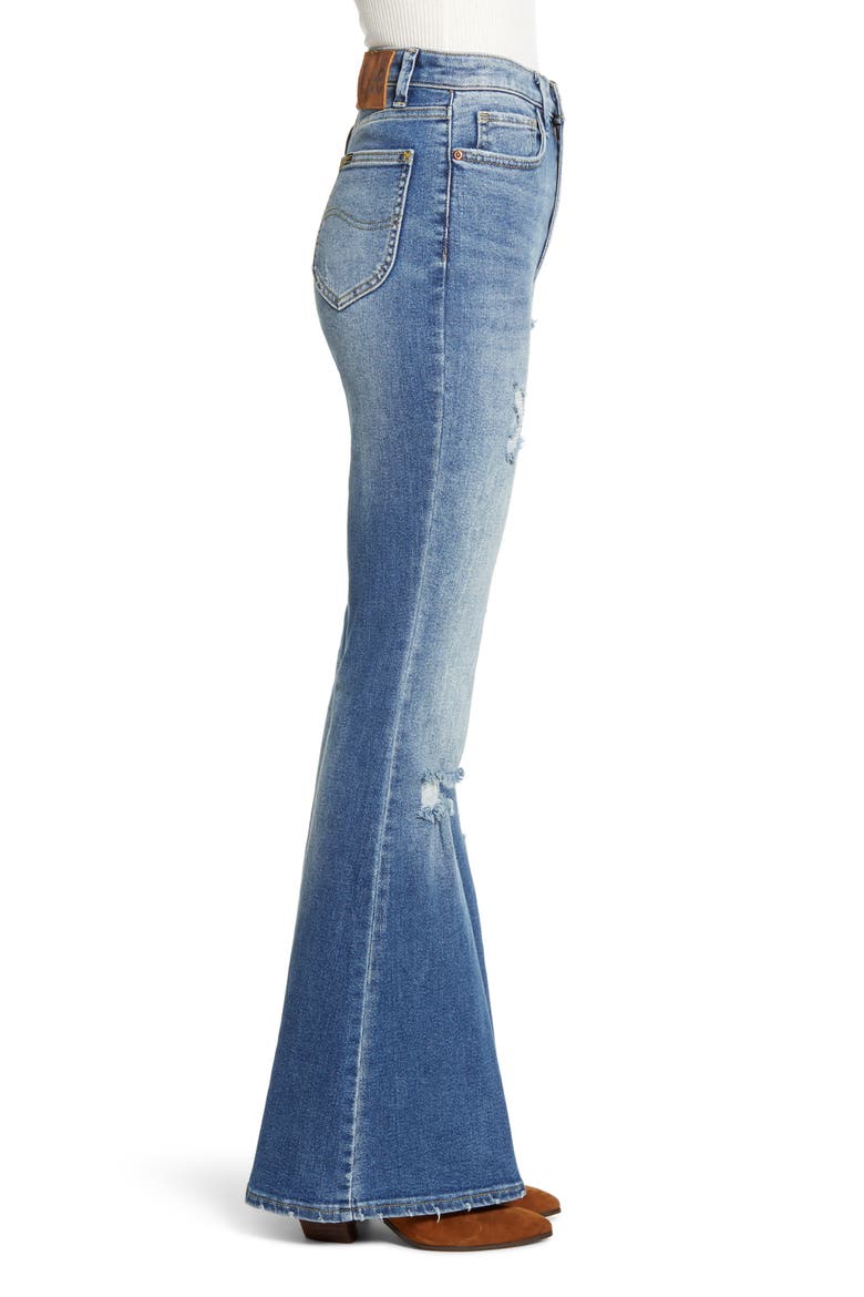 Distressed High Waist Flare Jeans, Alternate, color, GREAT PLAINS