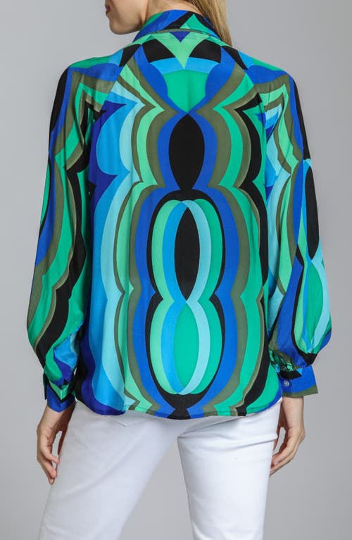 Apny Print Popover Top In Blue Multi