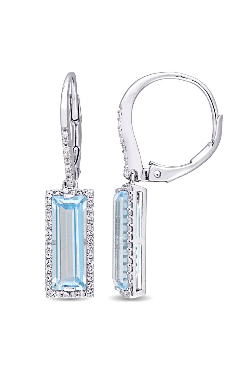 Julianna B. Topaz & White Sapphire Halo Drop Earrings, Main, color, Topaz