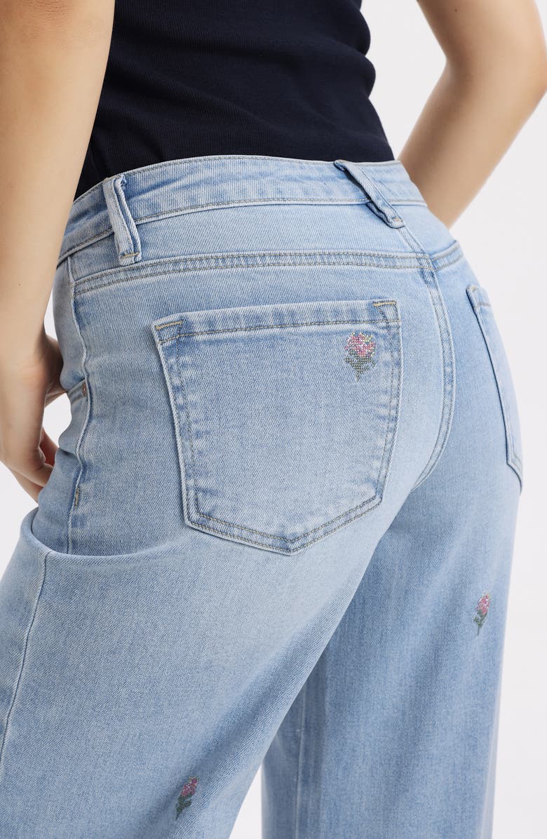 Bayeas Embroidered Mid Rise Wide Leg Jeans, Alternate, color, Light Blue