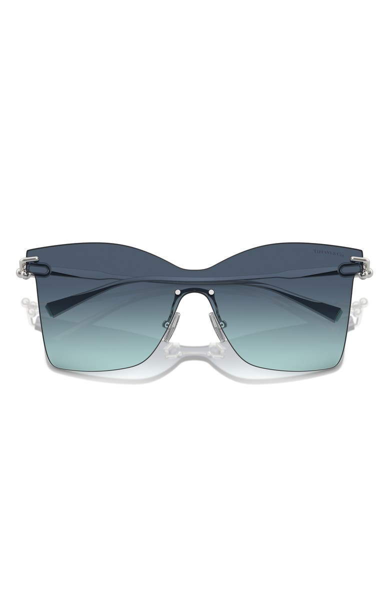 Tiffany & Co. 143mm Gradient Rimless Butterfly Shield Sunglasses, Alternate, color, Blue Gradient