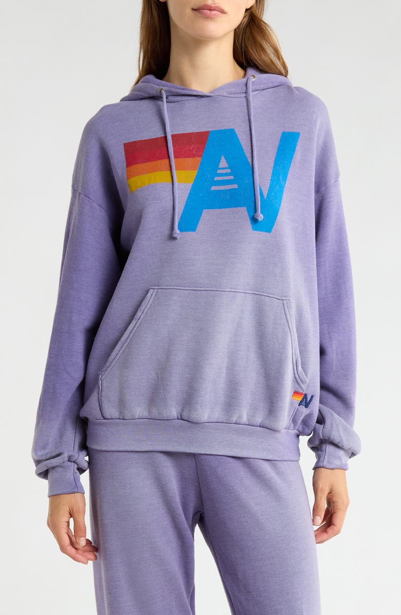 Aviator Nation Logo Relaxed Fit Graphic Hoodie, Main, color, Faded Grape