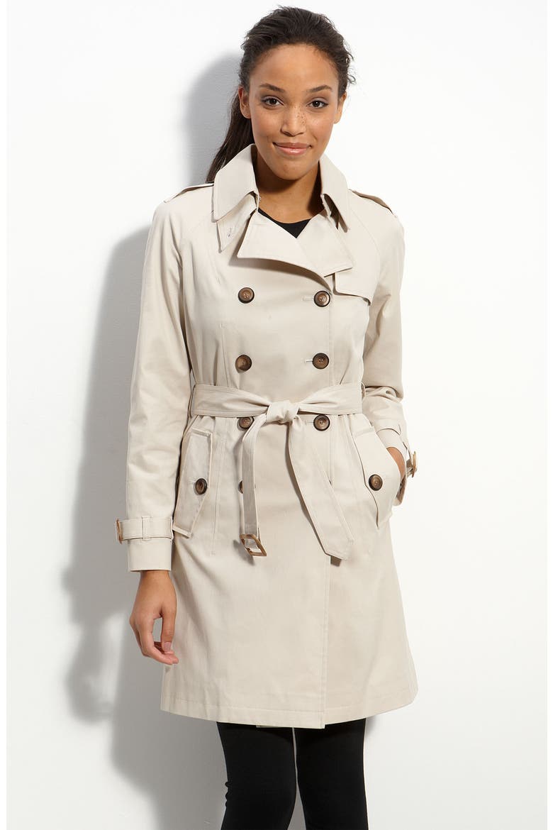 Double Breasted Stretch Cotton Trench, Main, color, TAN