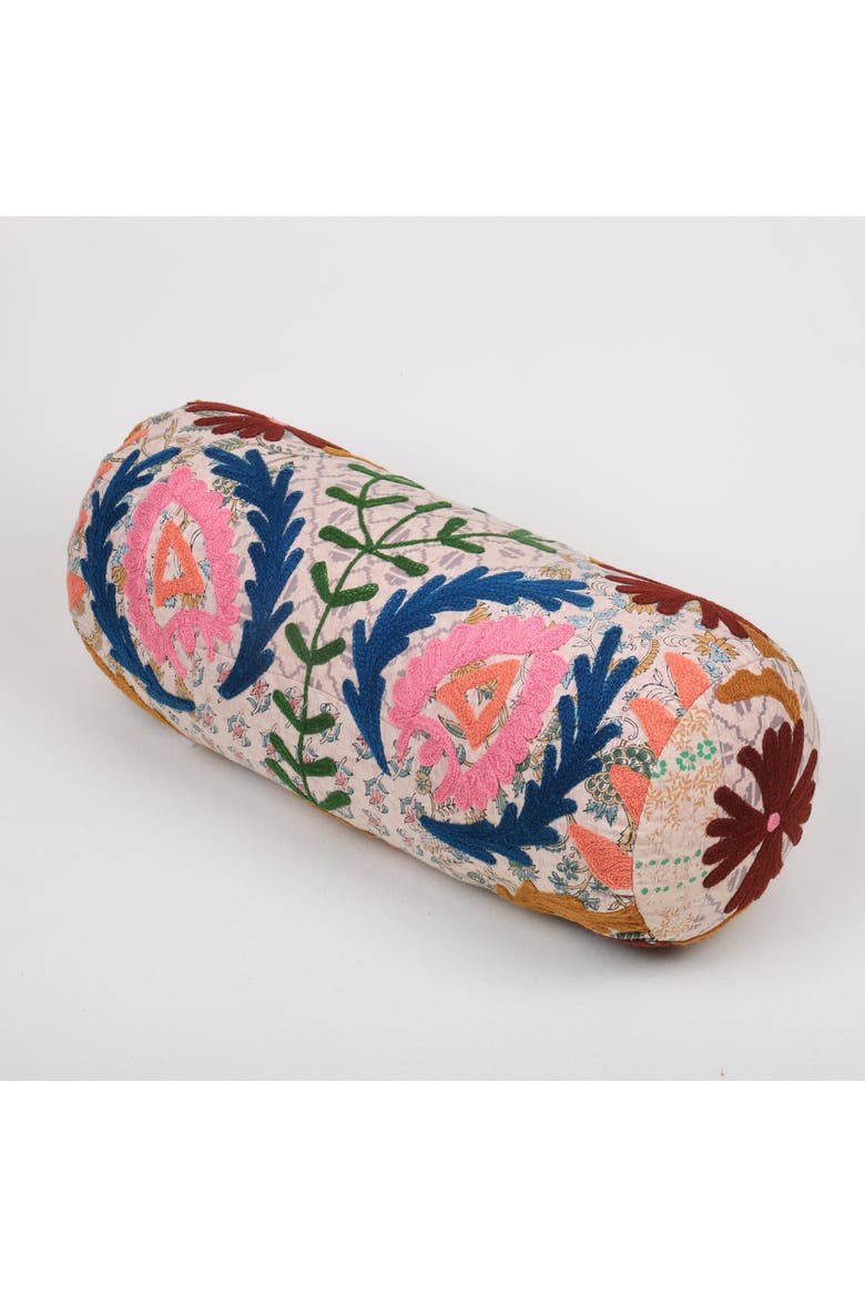 Kantha Charm Bolster | Cotton Fabric, Alternate, color, White