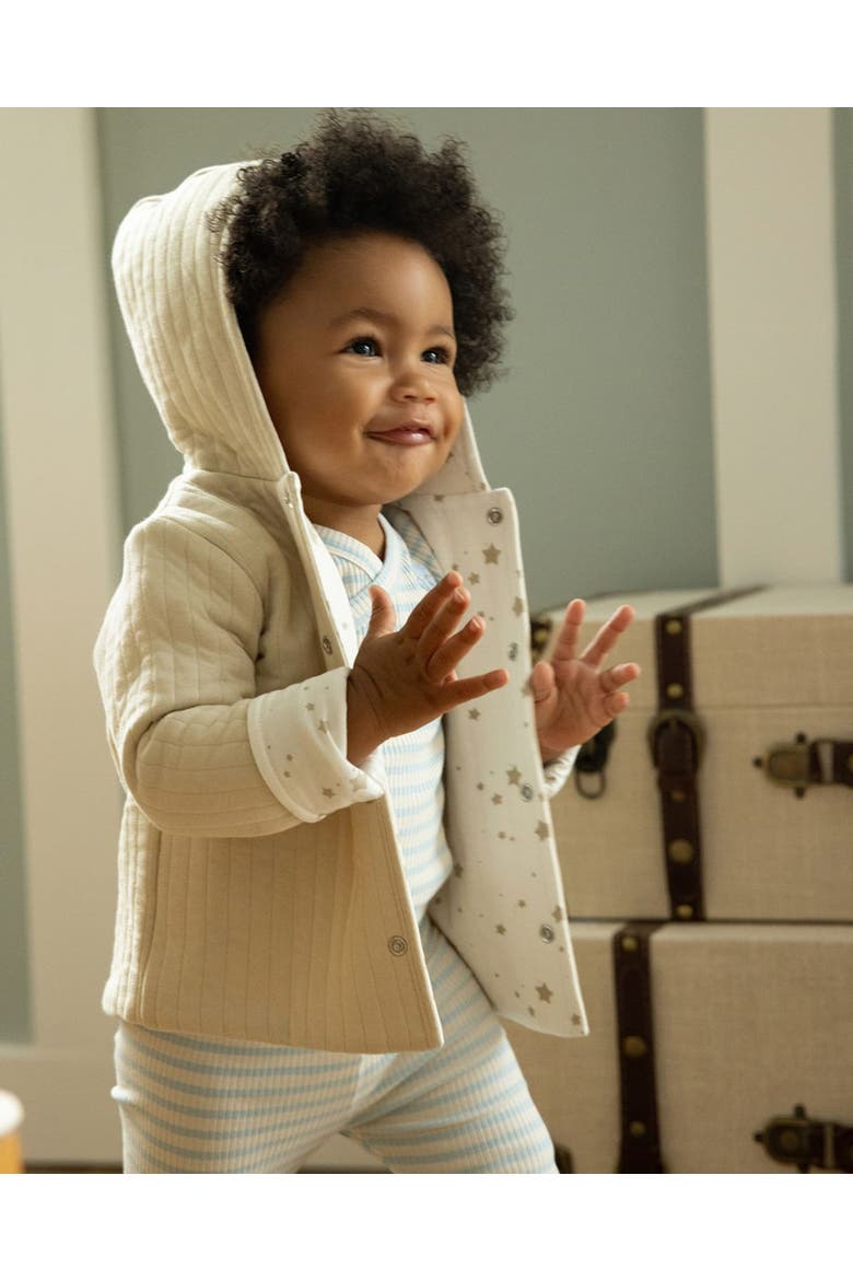 Toddler Hooded Reversible Cotton Rich Star-Print Quilted Jacket, Alternate, color, Oatmeal-Winter White