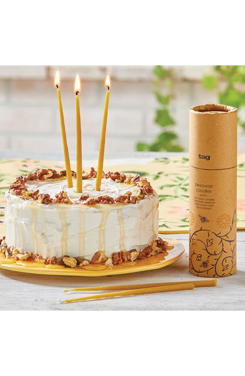 tag Beeswax Mini Taper Candles Set of 2 Honey Yellow Decor, Main, color, Yellow