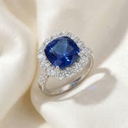 Bliss Diamond 6.93Ct TW Natural Diamond Cushion Ring 14k Gold Lab Grown Sapphire