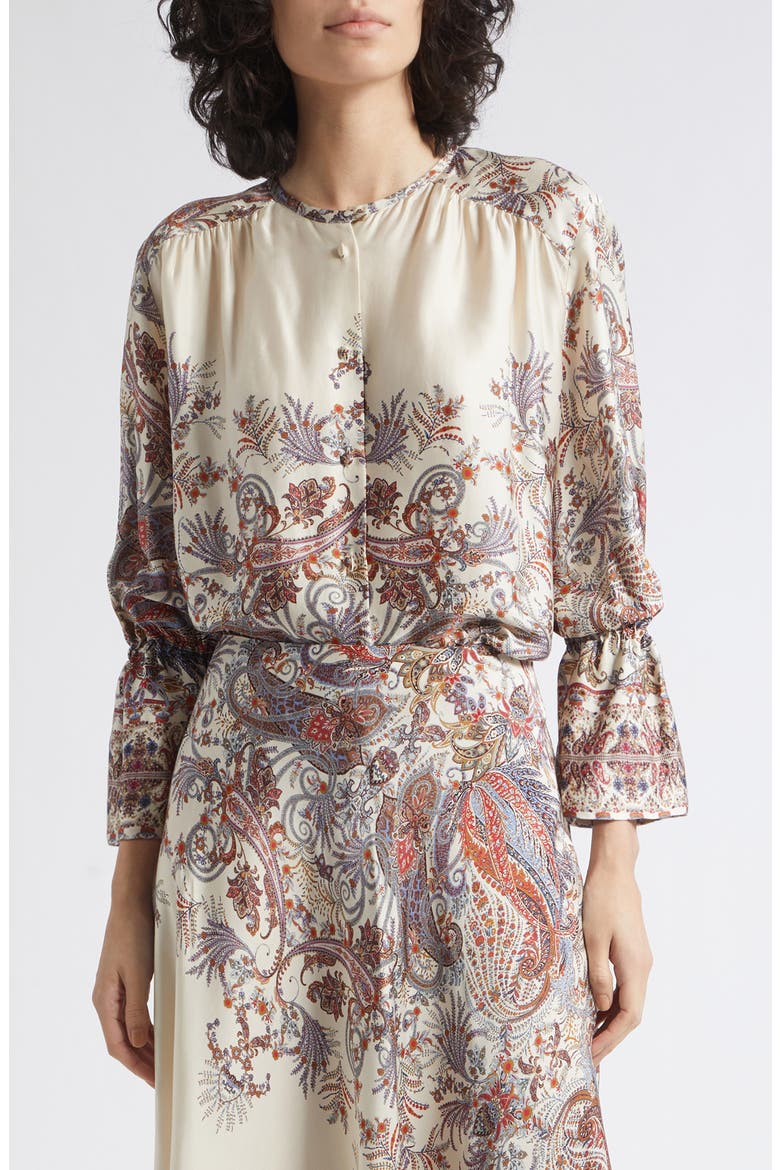 Girino Paisley Print Viscose Shirt, Main, color, CREAM